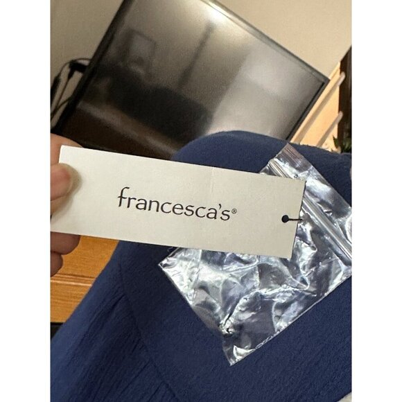 Blue Rain Francesca's Bohemian Embroidered Mini Dress Blue NWT Size S A-line - Picture 5 of 11